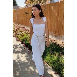 Lulu’s Enticing Endeavors White Jumpsuit Size M